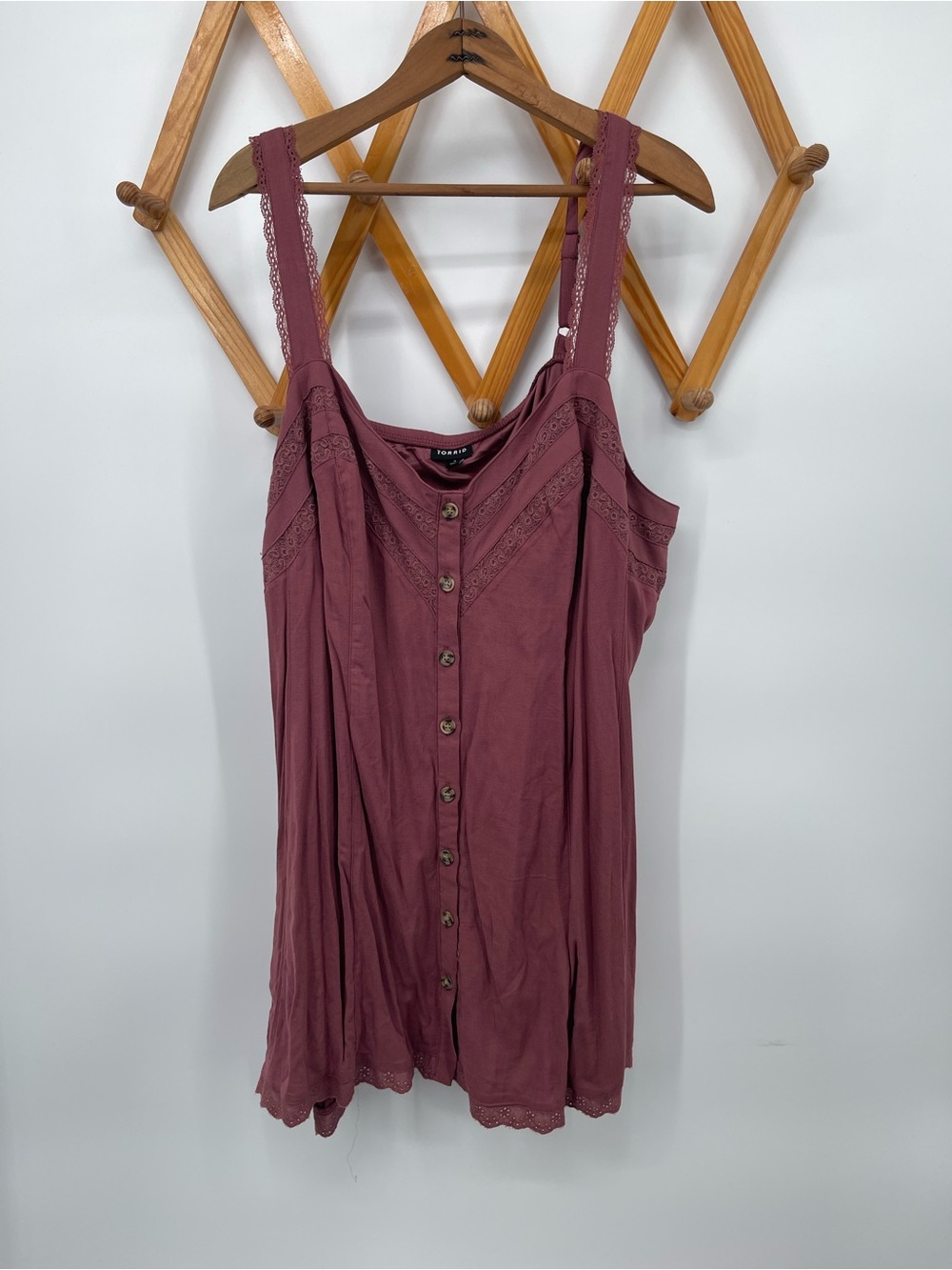 torrid Mauve Lace-Trim Button-Front Camisole